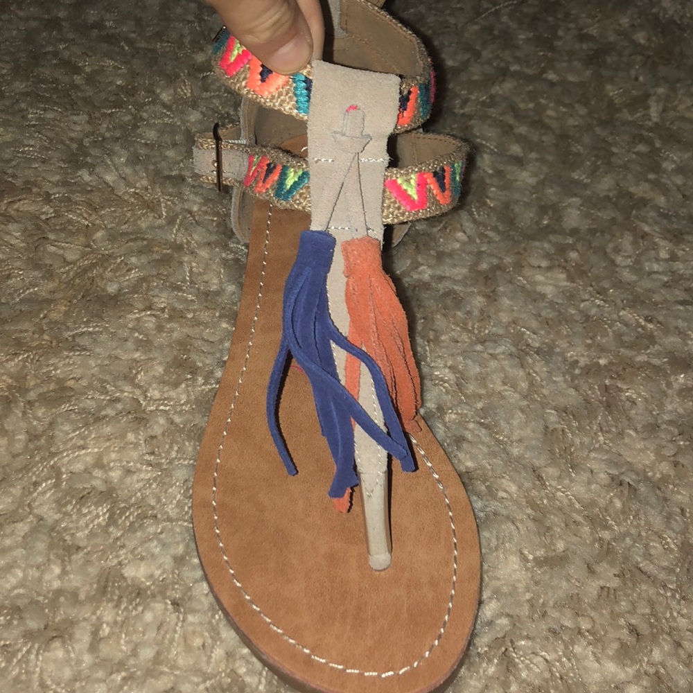 Colorful sandals with tassels